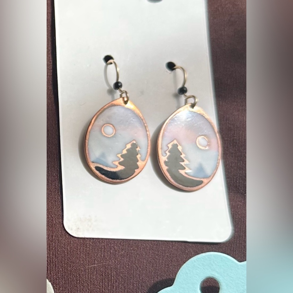 Scenic Mountain and Moon Earrings
